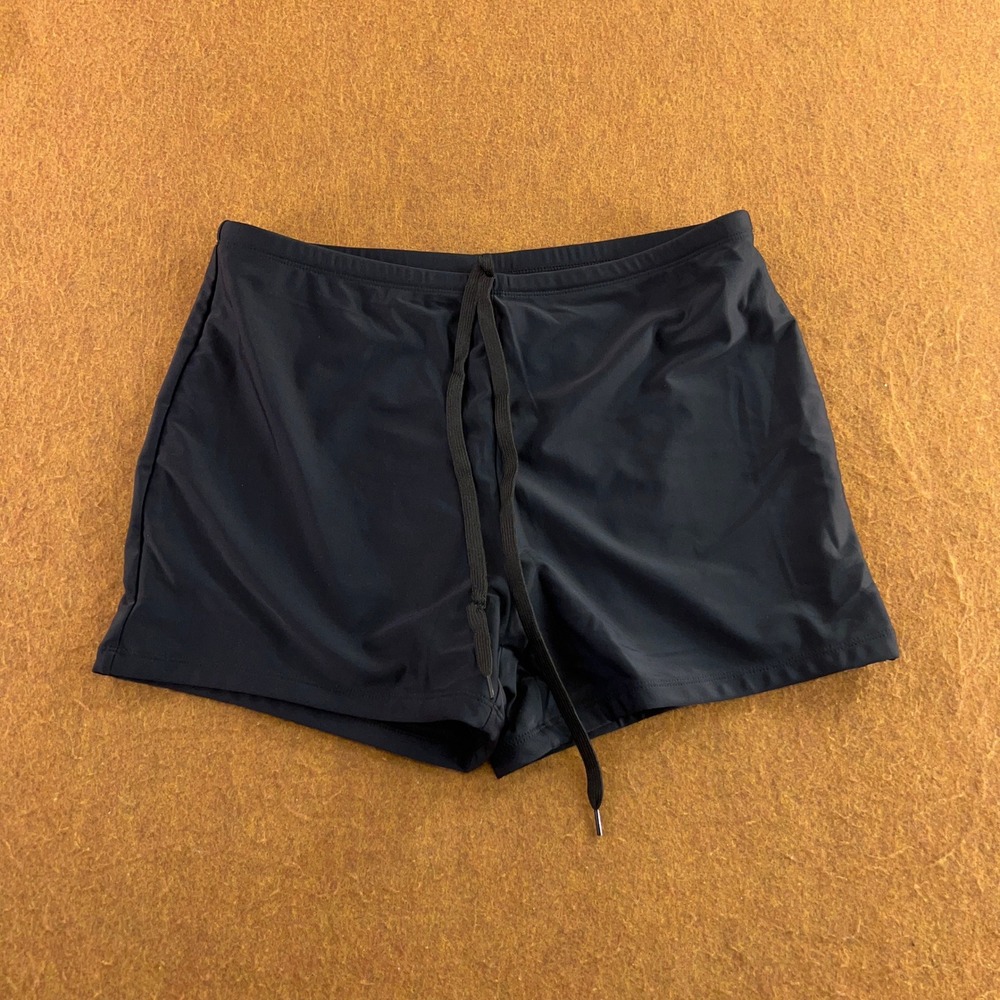Cupshe Womens 1XL Black Drawstring Boy Leg Swim Shorts New